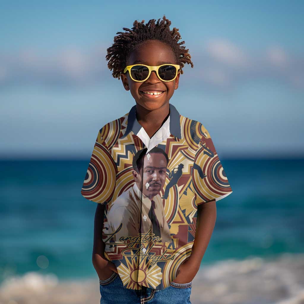 Langston Hughes Kid Hawaiian Shirt Vibrant Jazz Age Pattern - Typewriter and Silhouettes Celebration of Harlem Renaissance - African Pride
