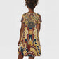 Langston Hughes Kid Short Sleeve Dress Vibrant Jazz Age Pattern - Typewriter and Silhouettes Celebration of Harlem Renaissance - African Pride