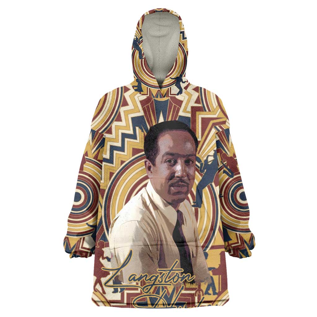 Langston Hughes Kid Wearable Blanket Hoodie Vibrant Jazz Age Pattern - Typewriter and Silhouettes Celebration of Harlem Renaissance - African Pride