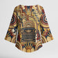 Langston Hughes Kimono Sleeve Blouse Vibrant Jazz Age Pattern - Typewriter and Silhouettes Celebration of Harlem Renaissance - African Pride