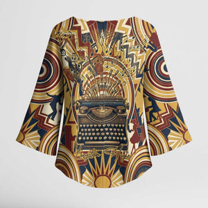 Langston Hughes Kimono Sleeve Blouse Vibrant Jazz Age Pattern - Typewriter and Silhouettes Celebration of Harlem Renaissance - African Pride