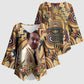 Langston Hughes Kimono Sleeve Blouse Vibrant Jazz Age Pattern - Typewriter and Silhouettes Celebration of Harlem Renaissance - African Pride