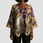 Langston Hughes Kimono Sleeve Blouse Vibrant Jazz Age Pattern - Typewriter and Silhouettes Celebration of Harlem Renaissance - African Pride