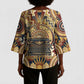 Langston Hughes Kimono Sleeve Blouse Vibrant Jazz Age Pattern - Typewriter and Silhouettes Celebration of Harlem Renaissance - African Pride