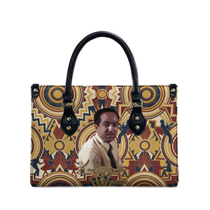 Langston Hughes Leather Bag Vibrant Jazz Age Pattern - Typewriter and Silhouettes Celebration of Harlem Renaissance - African Pride