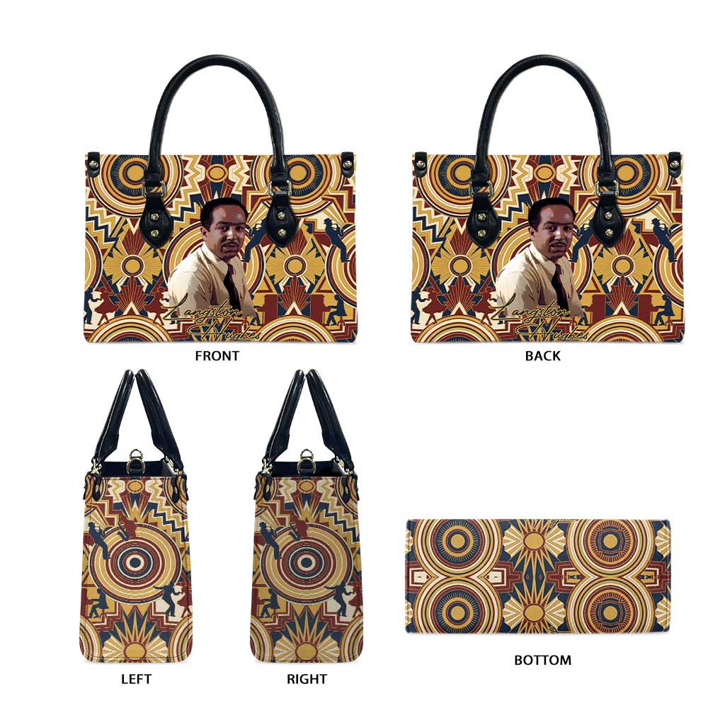 Langston Hughes Leather Bag Vibrant Jazz Age Pattern - Typewriter and Silhouettes Celebration of Harlem Renaissance - African Pride