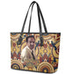 Langston Hughes Leather Tote Bag Vibrant Jazz Age Pattern - Typewriter and Silhouettes Celebration of Harlem Renaissance - African Pride