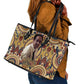 Langston Hughes Leather Tote Bag Vibrant Jazz Age Pattern - Typewriter and Silhouettes Celebration of Harlem Renaissance - African Pride