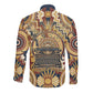 Langston Hughes Long Sleeve Button Shirt Vibrant Jazz Age Pattern - Typewriter and Silhouettes Celebration of Harlem Renaissance - African Pride