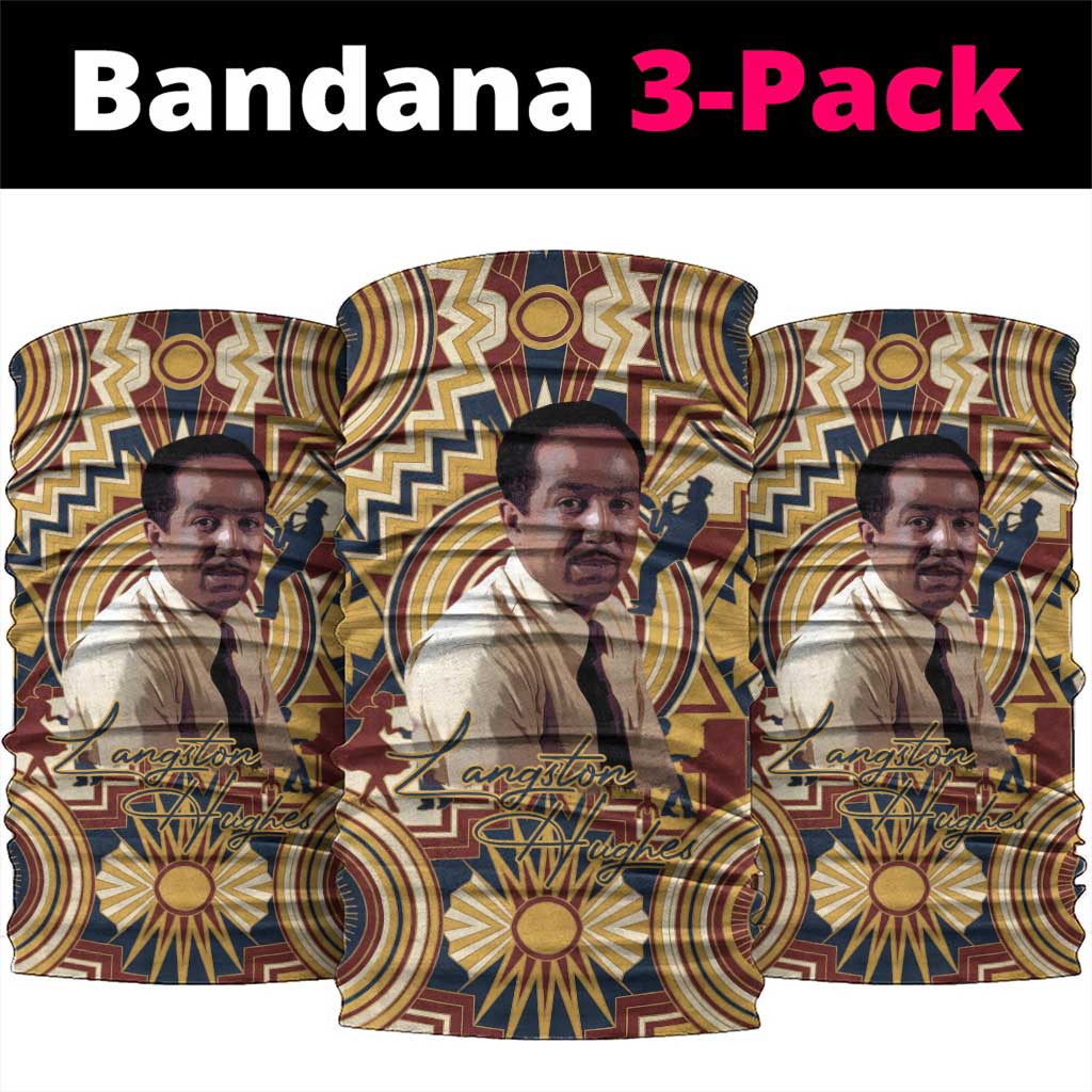 Langston Hughes Neck Gaiter Vibrant Jazz Age Pattern - Typewriter and Silhouettes Celebration of Harlem Renaissance - African Pride
