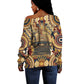Langston Hughes Off Shoulder Sweater Vibrant Jazz Age Pattern - Typewriter and Silhouettes Celebration of Harlem Renaissance - African Pride