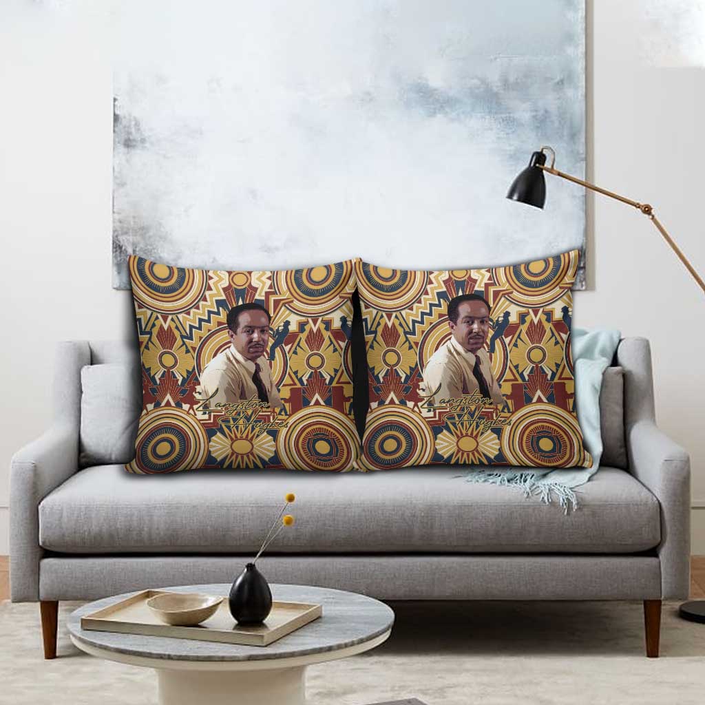 Langston Hughes Pillow Cover Vibrant Jazz Age Pattern - Typewriter and Silhouettes Celebration of Harlem Renaissance - African Pride