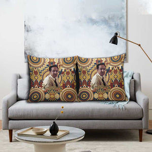 Langston Hughes Pillow Cover Vibrant Jazz Age Pattern - Typewriter and Silhouettes Celebration of Harlem Renaissance - African Pride