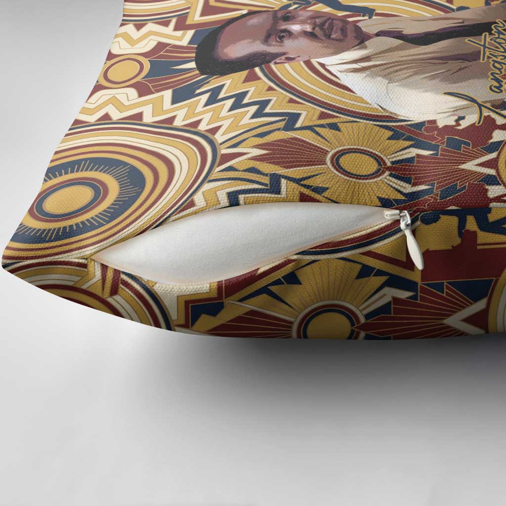 Langston Hughes Pillow Cover Vibrant Jazz Age Pattern - Typewriter and Silhouettes Celebration of Harlem Renaissance - African Pride