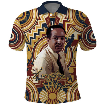 Langston Hughes Polo Shirt Vibrant Jazz Age Pattern - Typewriter and Silhouettes Celebration of Harlem Renaissance - African Pride