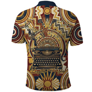 Langston Hughes Polo Shirt Vibrant Jazz Age Pattern - Typewriter and Silhouettes Celebration of Harlem Renaissance - African Pride