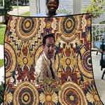 Langston Hughes Quilt Vibrant Jazz Age Pattern - Typewriter and Silhouettes Celebration of Harlem Renaissance - African Pride