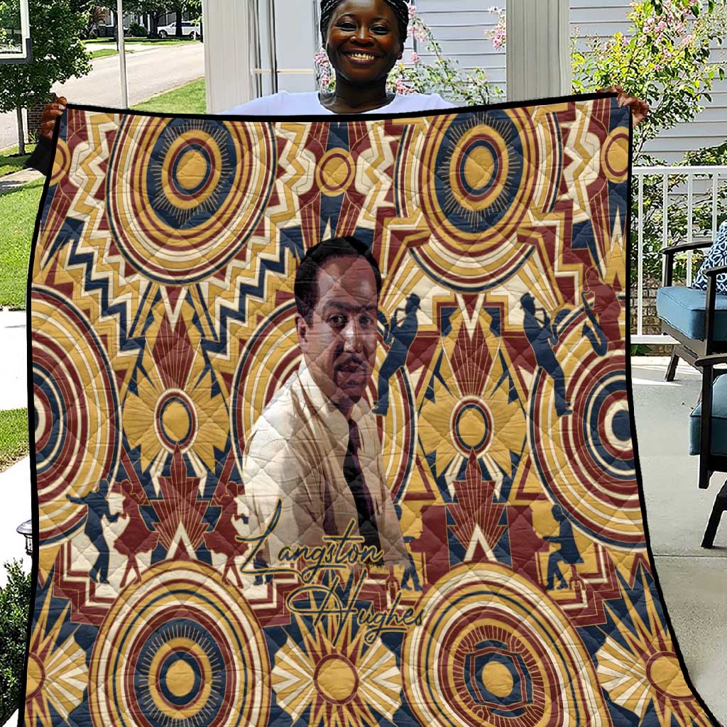 Langston Hughes Quilt Vibrant Jazz Age Pattern - Typewriter and Silhouettes Celebration of Harlem Renaissance - African Pride