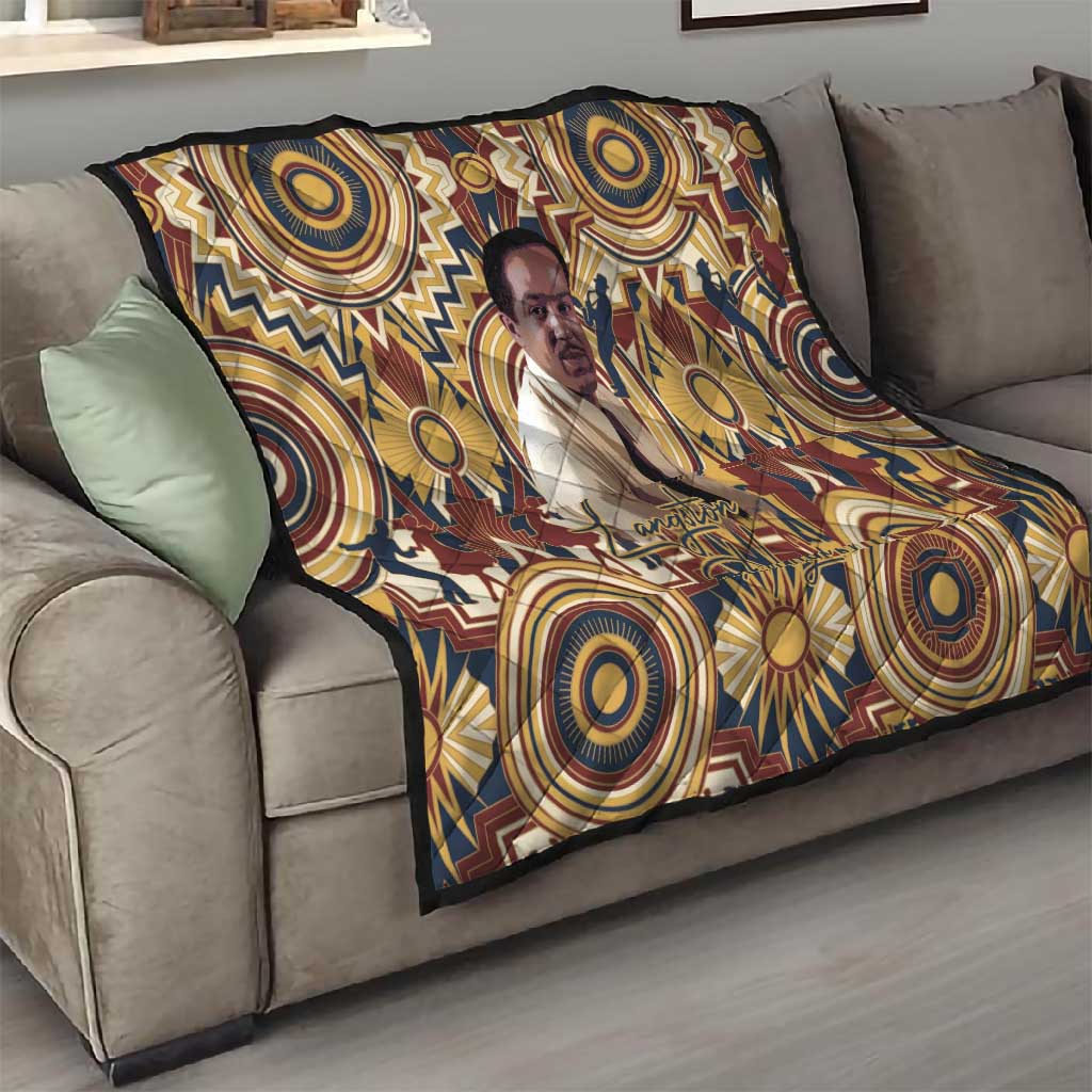 Langston Hughes Quilt Vibrant Jazz Age Pattern - Typewriter and Silhouettes Celebration of Harlem Renaissance - African Pride