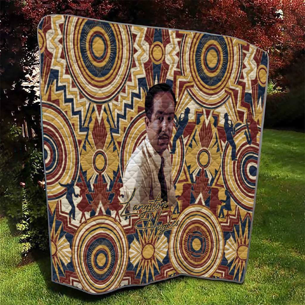 Langston Hughes Quilt Vibrant Jazz Age Pattern - Typewriter and Silhouettes Celebration of Harlem Renaissance - African Pride