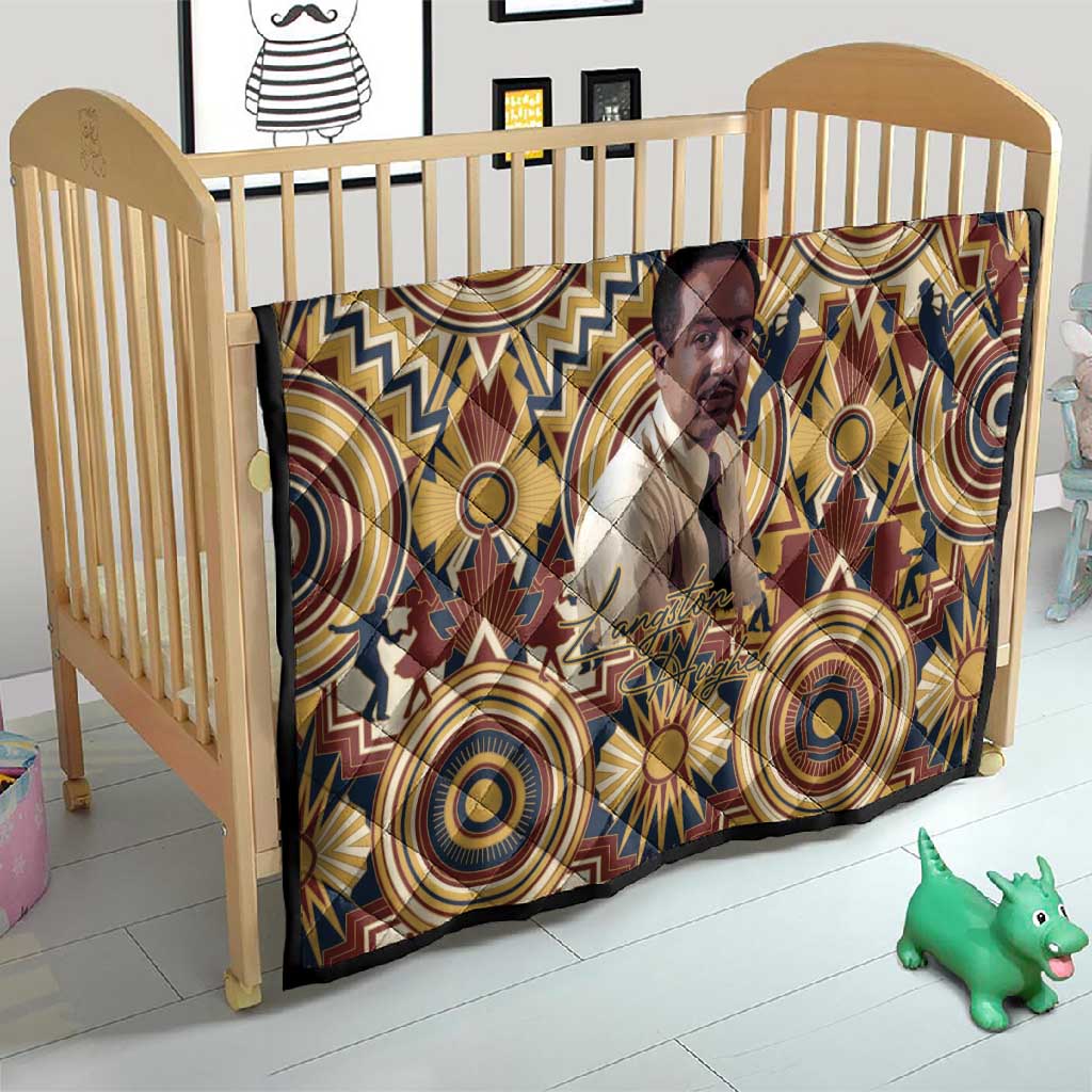Langston Hughes Quilt Vibrant Jazz Age Pattern - Typewriter and Silhouettes Celebration of Harlem Renaissance - African Pride