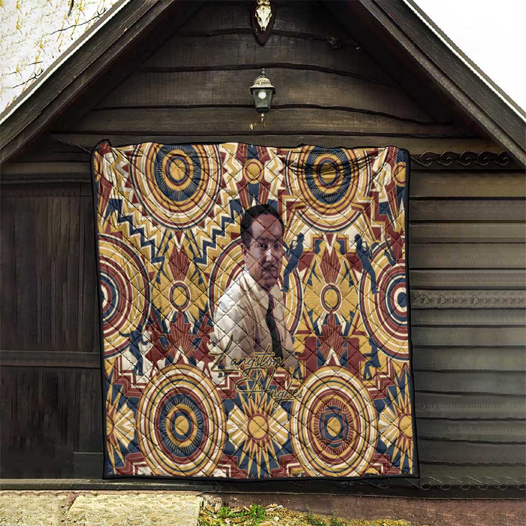 Langston Hughes Quilt Vibrant Jazz Age Pattern - Typewriter and Silhouettes Celebration of Harlem Renaissance - African Pride