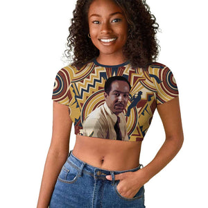 Langston Hughes Raglan Cropped T shirt Vibrant Jazz Age Pattern - Typewriter and Silhouettes Celebration of Harlem Renaissance - African Pride