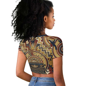 Langston Hughes Raglan Cropped T shirt Vibrant Jazz Age Pattern - Typewriter and Silhouettes Celebration of Harlem Renaissance - African Pride