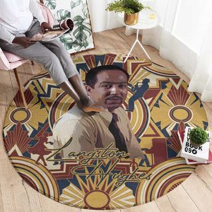Langston Hughes Round Carpet Vibrant Jazz Age Pattern - Typewriter and Silhouettes Celebration of Harlem Renaissance - African Pride