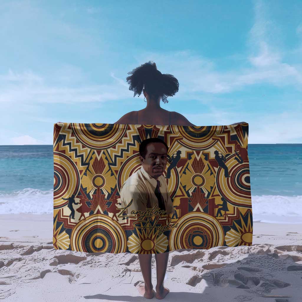 Langston Hughes Sarong Vibrant Jazz Age Pattern - Typewriter and Silhouettes Celebration of Harlem Renaissance - African Pride