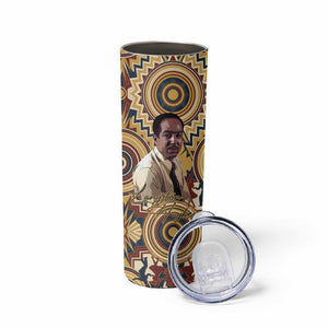 Langston Hughes Skinny Tumbler Vibrant Jazz Age Pattern - Typewriter and Silhouettes Celebration of Harlem Renaissance - African Pride