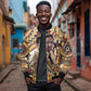 Langston Hughes Sleeve Zip Bomber Jacket Vibrant Jazz Age Pattern - Typewriter and Silhouettes Celebration of Harlem Renaissance - African Pride