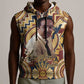 Langston Hughes Sleeveless Hoodie Vibrant Jazz Age Pattern - Typewriter and Silhouettes Celebration of Harlem Renaissance - African Pride