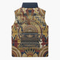 Langston Hughes Sleeveless Puffer Jacket Vibrant Jazz Age Pattern - Typewriter and Silhouettes Celebration of Harlem Renaissance - African Pride