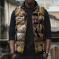 Langston Hughes Sleeveless Puffer Jacket Vibrant Jazz Age Pattern - Typewriter and Silhouettes Celebration of Harlem Renaissance - African Pride