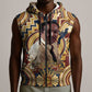 Langston Hughes Sleeveless Zip Hoodie Vibrant Jazz Age Pattern - Typewriter and Silhouettes Celebration of Harlem Renaissance - African Pride