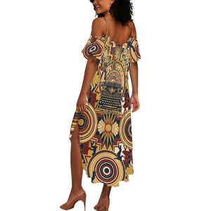 Langston Hughes Summer Maxi Dress Vibrant Jazz Age Pattern - Typewriter and Silhouettes Celebration of Harlem Renaissance - African Pride