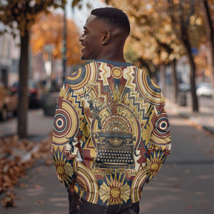 Langston Hughes Sweatshirt Vibrant Jazz Age Pattern - Typewriter and Silhouettes Celebration of Harlem Renaissance - African Pride