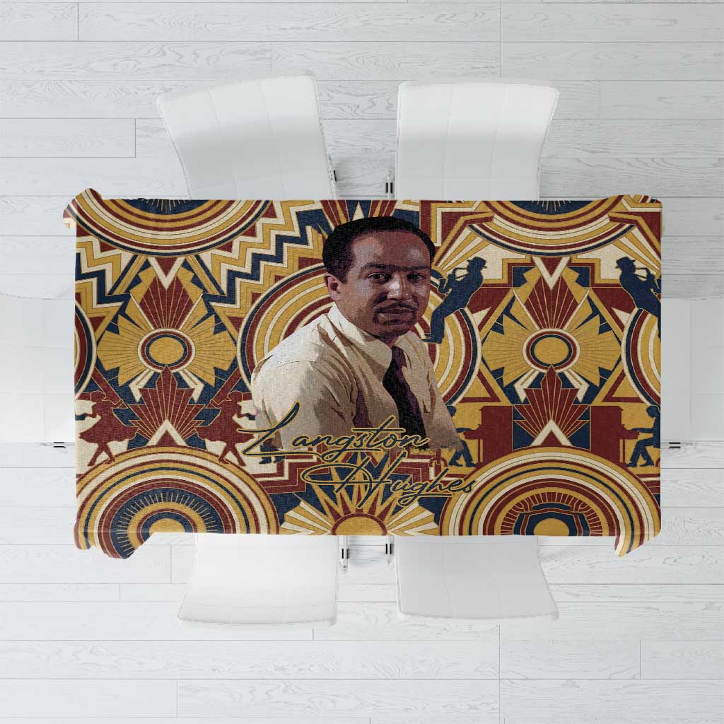 Langston Hughes Tablecloth Vibrant Jazz Age Pattern - Typewriter and Silhouettes Celebration of Harlem Renaissance - African Pride