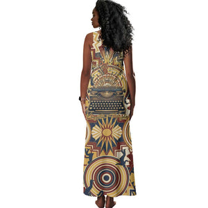 Langston Hughes Tank Maxi Dress Vibrant Jazz Age Pattern - Typewriter and Silhouettes Celebration of Harlem Renaissance - African Pride