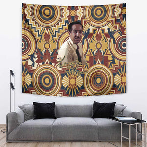 Langston Hughes Tapestry Vibrant Jazz Age Pattern - Typewriter and Silhouettes Celebration of Harlem Renaissance - African Pride