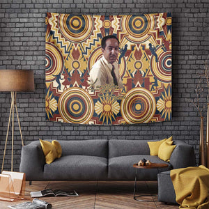 Langston Hughes Tapestry Vibrant Jazz Age Pattern - Typewriter and Silhouettes Celebration of Harlem Renaissance - African Pride