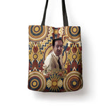 Langston Hughes Tote Bag Vibrant Jazz Age Pattern - Typewriter and Silhouettes Celebration of Harlem Renaissance - African Pride