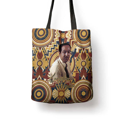Langston Hughes Tote Bag Vibrant Jazz Age Pattern - Typewriter and Silhouettes Celebration of Harlem Renaissance - African Pride