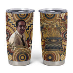 Langston Hughes Tumbler Cup Vibrant Jazz Age Pattern - Typewriter and Silhouettes Celebration of Harlem Renaissance - African Pride