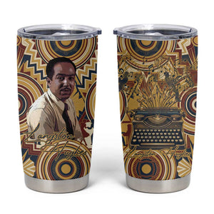 Langston Hughes Tumbler Cup Vibrant Jazz Age Pattern - Typewriter and Silhouettes Celebration of Harlem Renaissance - African Pride