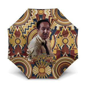 Langston Hughes Umbrella Vibrant Jazz Age Pattern - Typewriter and Silhouettes Celebration of Harlem Renaissance - African Pride
