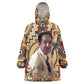 Langston Hughes Wearable Blanket Hoodie Vibrant Jazz Age Pattern - Typewriter and Silhouettes Celebration of Harlem Renaissance - African Pride