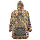 Langston Hughes Wearable Blanket Hoodie Vibrant Jazz Age Pattern - Typewriter and Silhouettes Celebration of Harlem Renaissance - African Pride