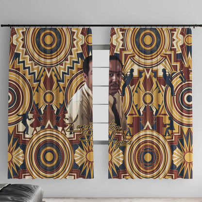Langston Hughes Window Curtain Vibrant Jazz Age Pattern - Typewriter and Silhouettes Celebration of Harlem Renaissance - African Pride